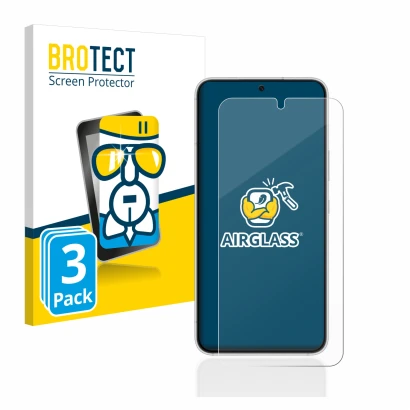 Front side of a product packaging with the brand logo BROTECT. Next to it is the device Samsung Galaxy S22 5G shown with the c