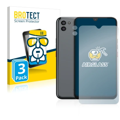 Front side of a product packaging with the brand logo BROTECT. Next to it is the device Gigaset GS5 (Front+Camera) shown with 