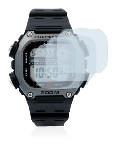 Image of the device Casio DW-291H with a wide variety of screen protectors.