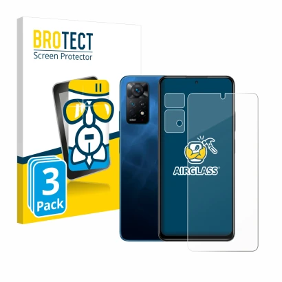 Front side of a product packaging with the brand logo BROTECT. Next to it is the device Xiaomi Redmi Note 11 Pro 5G (Front+Cam