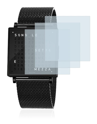 Image of the device Qlocktwo W35 with a wide variety of screen protectors.