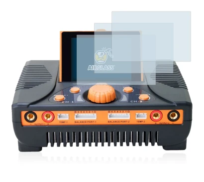 Image of the device Junsi iCharger 406 Duo with a wide variety of screen protectors.