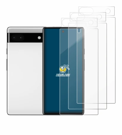 Image of the device Google Pixel 6a (Front+Camera) with a wide variety of screen protectors.