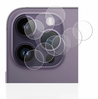 Image of the device Apple iPhone 14 Pro (ONLY Camera Lens) with a wide variety of screen protectors.