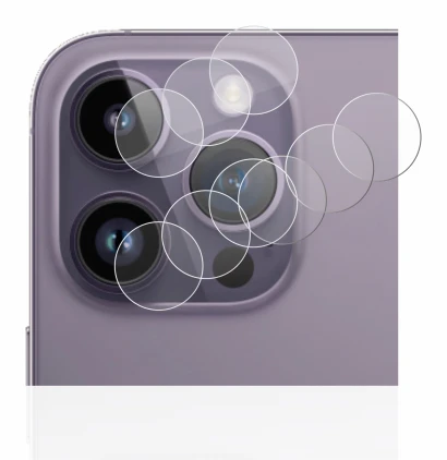 Image of the device Apple iPhone 14 Pro Max (ONLY Camera Lens) with a wide variety of screen protectors.
