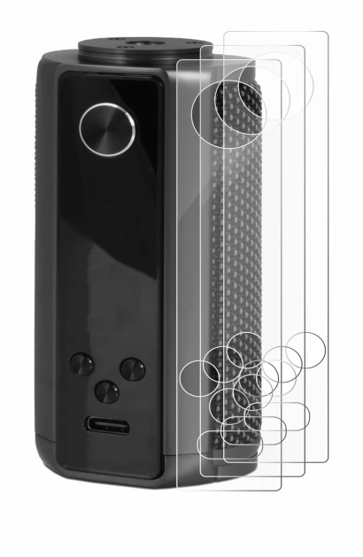 Image of the device Vaporesso Target 200 Mod with a wide variety of screen protectors.
