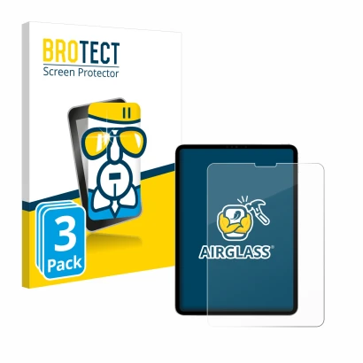 Front side of a product packaging with the brand logo BROTECT. Next to it is the device Apple iPad Pro 11" 2022 (4th Gen.) sho