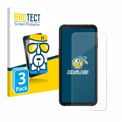 Front side of a product packaging with the brand logo BROTECT. Next to it is the device Samsung Galaxy XCover 6 Pro Enterprise