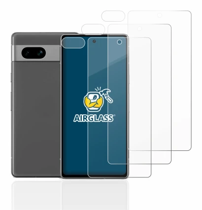 Image of the device Google Pixel 7a (Front+Camera) with a wide variety of screen protectors.