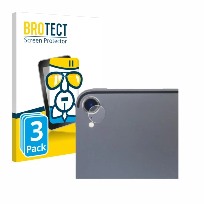 Front side of a product packaging with the brand logo BROTECT. Next to it is the device Apple iPad Pro 12.9" 2018 (ONLY Camera
