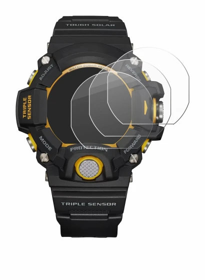 Image of the device Casio G-Shock GW-9400Y-1 with a wide variety of screen protectors.