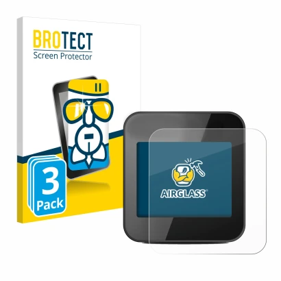 Front side of a product packaging with the brand logo BROTECT. Next to it is the device Cycplus GPS G1 shown with the correspo