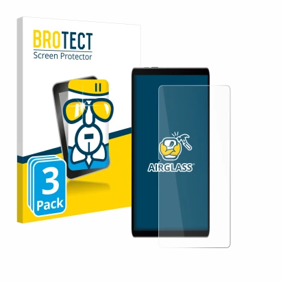 Front side of a product packaging with the brand logo BROTECT. Next to it is the device Samsung Galaxy Tab S9 FE shown with th