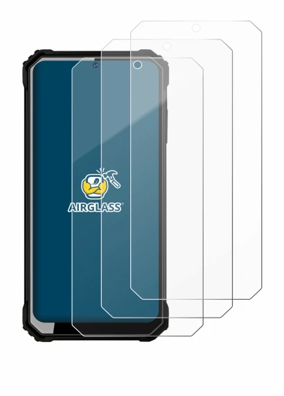 Image of the device Oukitel WP23 with a wide variety of screen protectors.