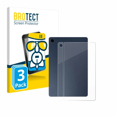 Front side of a product packaging with the brand logo BROTECT. Next to it is the device Samsung Galaxy Tab A9 Plus 5G (Back) s