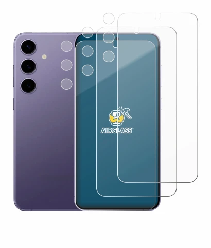 Image of the device Samsung Galaxy S24 Plus (Front+Camera) with a wide variety of screen protectors.