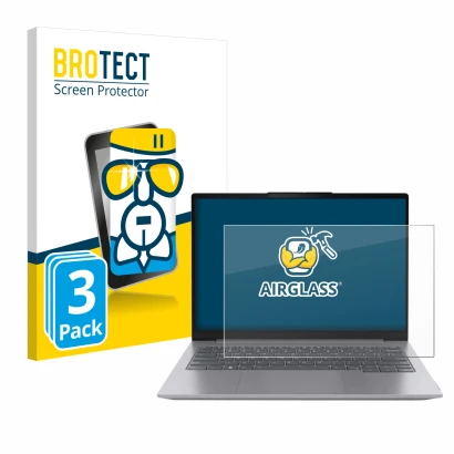 Front side of a product packaging with the brand logo BROTECT. Next to it is the device Lenovo ThinkBook 16 Gen 6 shown with t