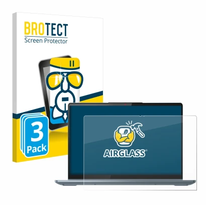 Front side of a product packaging with the brand logo BROTECT. Next to it is the device Lenovo IdeaPad 5i 2-in-1 Gen 9 14" sho