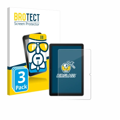 Front side of a product packaging with the brand logo BROTECT. Next to it is the device Blackview Tab 70 shown with the corres