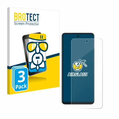 Front side of a product packaging with the brand logo BROTECT. Next to it is the device Oppo A60 shown with the corresponding