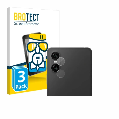 Front side of a product packaging with the brand logo BROTECT. Next to it is the device Sony Xperia 10 VI (ONLY Camera Lens) s