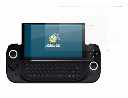 Image of the device Ayaneo Slide with a wide variety of screen protectors.