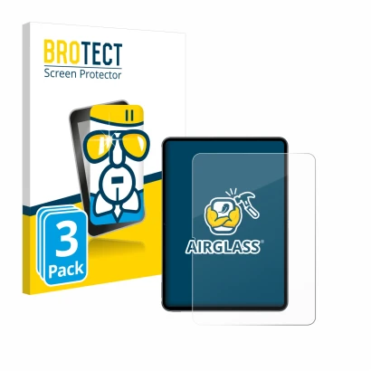 Front side of a product packaging with the brand logo BROTECT. Next to it is the device OnePlus Pad 2 (portrait) shown with th