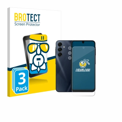 Front side of a product packaging with the brand logo BROTECT. Next to it is the device Samsung Galaxy A16 5G (Front+Camera) s
