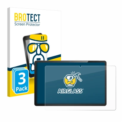 Front side of a product packaging with the brand logo BROTECT. Next to it is the device LincPlus T4 11" shown with the corresp
