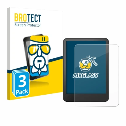 Front side of a product packaging with the brand logo BROTECT. Next to it is the device Amazon Kindle Paperwhite 2024 Signatur