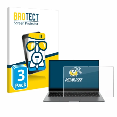 Front side of a product packaging with the brand logo BROTECT. Next to it is the device Samsung Galaxy Book5 360 15.6