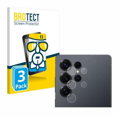 Front side of a product packaging with the brand logo BROTECT. Next to it is the device Samsung Galaxy S25 Ultra Enterprise Ed