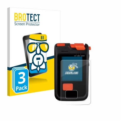 Front side of a product packaging with the brand logo BROTECT. Next to it is the device Mammut Barryvox S2 shown with the corr