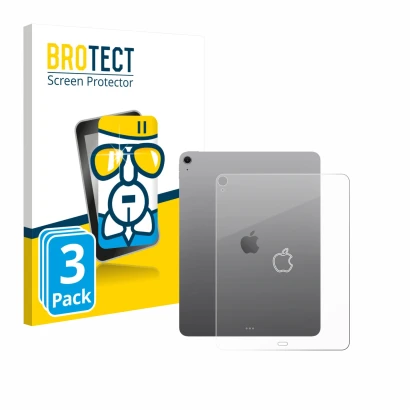 Front side of a product packaging with the brand logo BROTECT. Next to it is the device Apple iPad Air 13" M3 2025 (Back) show