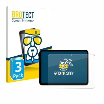 Front side of a product packaging with the brand logo BROTECT. Next to it is the device Apple iPad A16 11