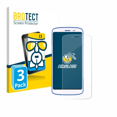 Front side of a product packaging with the brand logo BROTECT. Next to it is the device Zebra HC 25 shown with the correspondi