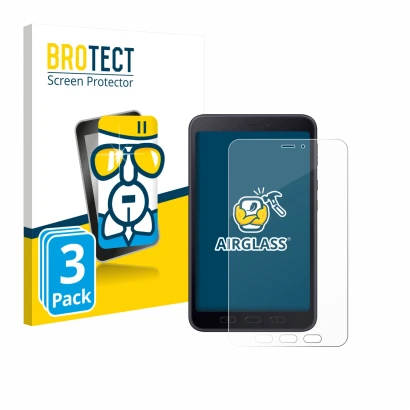 Front side of a product packaging with the brand logo BROTECT. Next to it is the device Samsung galaxy Tab Active 5 5G Enterpr