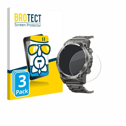 Front side of a product packaging with the brand logo BROTECT. Next to it is the device Naixues 55G 1.46" shown with the corre