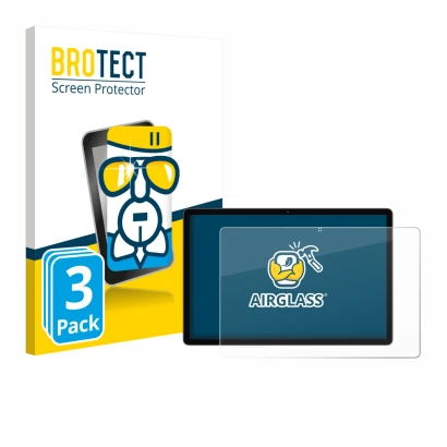 Front side of a product packaging with the brand logo BROTECT. Next to it is the device Blackview Mega 8 shown with the corres