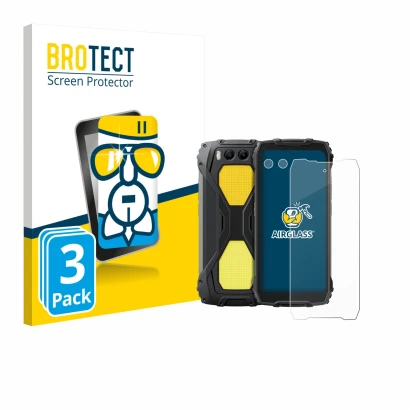 Front side of a product packaging with the brand logo BROTECT. Next to it is the device Blackview BV7300 (Front+Camera) shown 