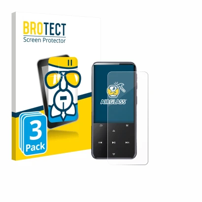 Front side of a product packaging with the brand logo BROTECT. Next to it is the device AGPtek M3 shown with the corresponding