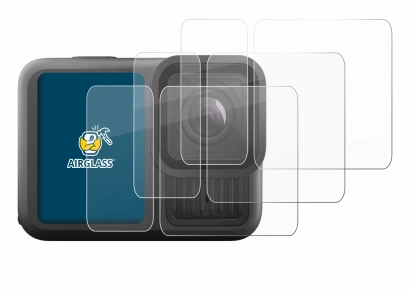 Image of the device GoPro Hero 13 Black Ultra Wide Edition with a wide variety of screen protectors.