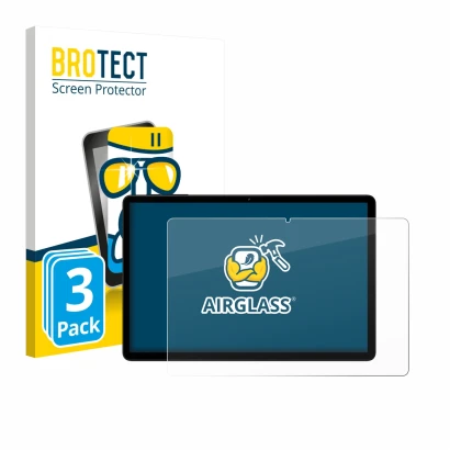 Front side of a product packaging with the brand logo BROTECT. Next to it is the device Doogee Tab G6 shown with the correspon