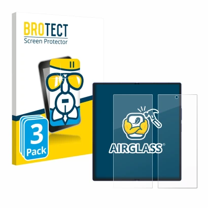 Front side of a product packaging with the brand logo BROTECT. Next to it is the device Samsung Galaxy Z Fold 7 (Inner display