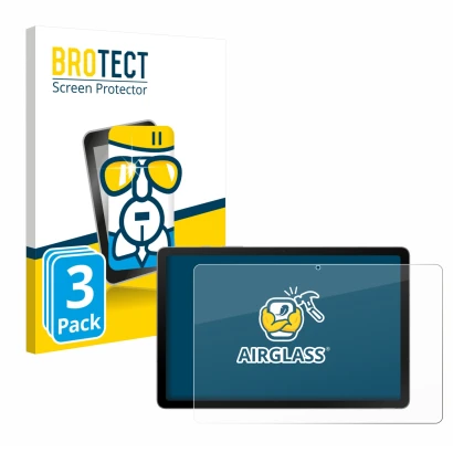 Front side of a product packaging with the brand logo BROTECT. Next to it is the device Samsung Galaxy Tab S10 Lite shown with