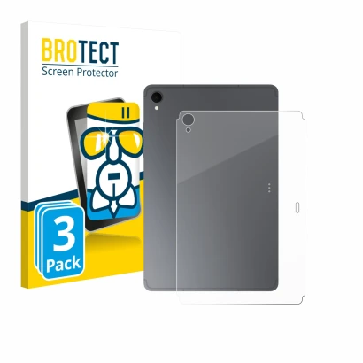 Front side of a product packaging with the brand logo BROTECT. Next to it is the device Samsung Galaxy Tab S11 (Back) shown wi