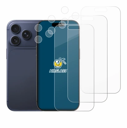 Image of the device Apple iPhone 17 Pro (Front+Camera) with a wide variety of screen protectors.