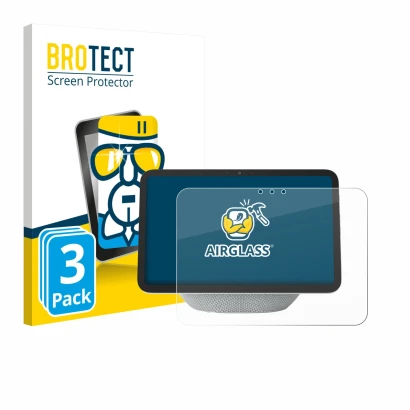 Front side of a product packaging with the brand logo BROTECT. Next to it is the device Amazon Echo Show 8 2025 (4th Gen.) sho