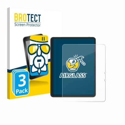 Front side of a product packaging with the brand logo BROTECT. Next to it is the device Blackview Link 8 shown with the corres