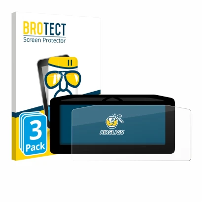 Front side of a product packaging with the brand logo BROTECT. Next to it is the device Ducati Panigale V4 2025 shown with the